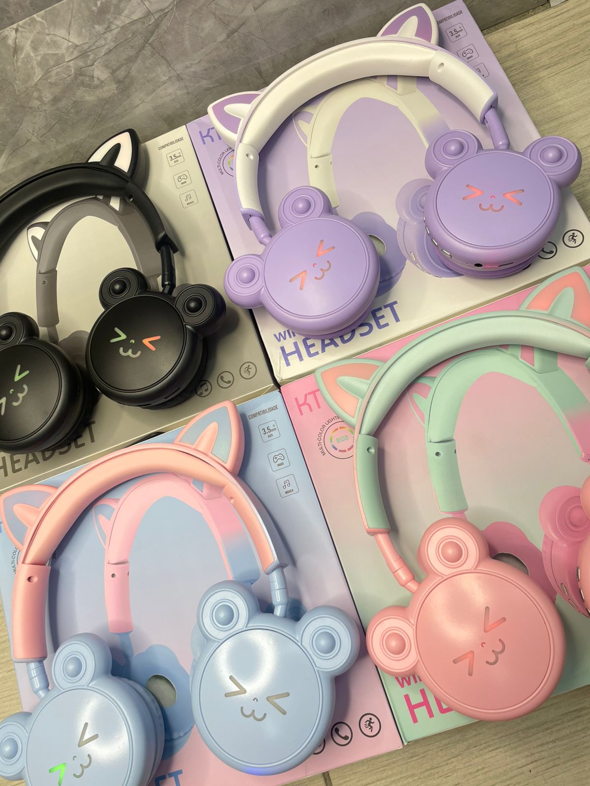 DIADEMA GATO KT-M24 LILA/BLANCA